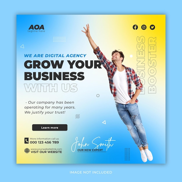 Digital marketing agency services grow business boost corporate creative social media post template