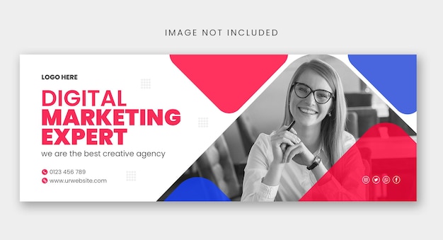 Digital marketing agency social media facebook cover or web banner design template premium Psd