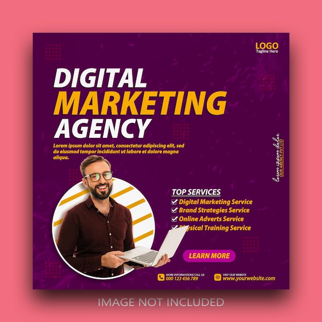 Digital marketing agency social media Instagram Facebook post template