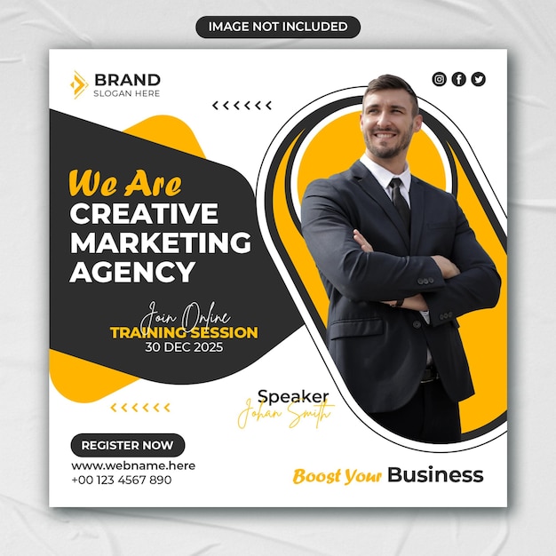 Digital marketing agency social media post banner online business advertising square flyer template