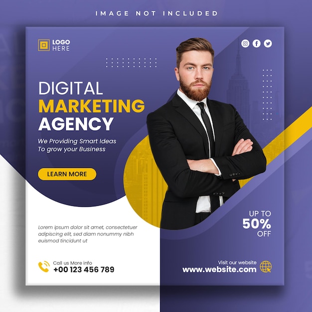 Digital marketing agency social media post and corporate web banner template