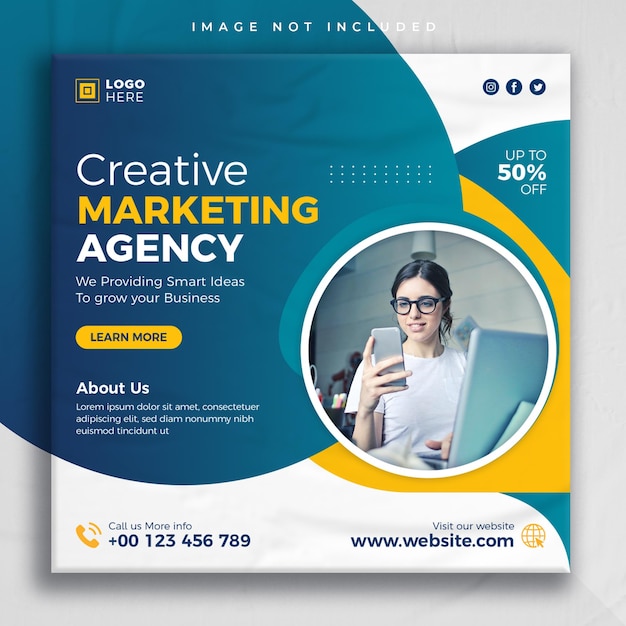 Digital marketing agency social media post and corporate web banner template