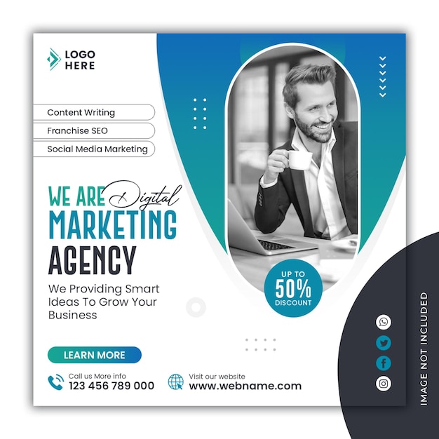 Digital marketing agency social media post corporate web banner template