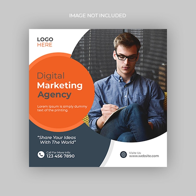 Digital marketing agency social media post Instagram post and web banner ads template PSD