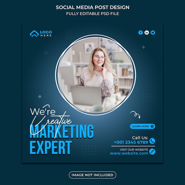 Digital marketing agency social media post or square banner template