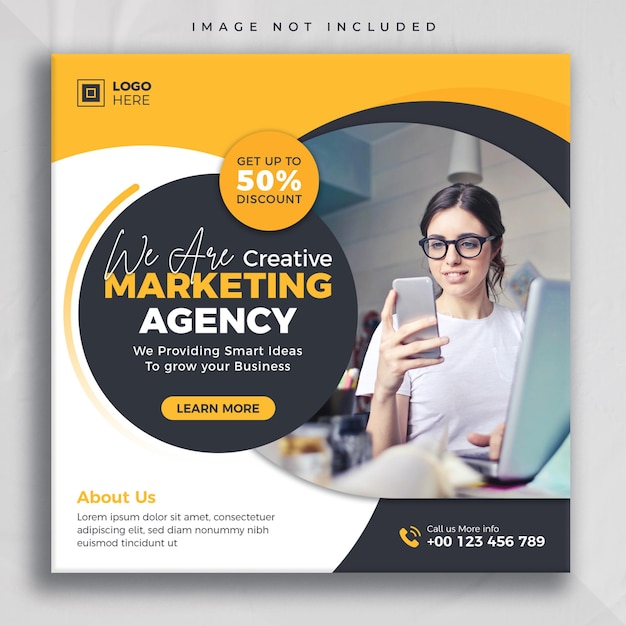 Digital marketing agency social media post or square web banner template