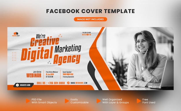 Digital marketing agency social media unique design cover post template