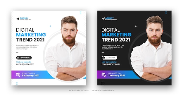 Digital marketing agency soical media Instagram post, web banner or square flyer template