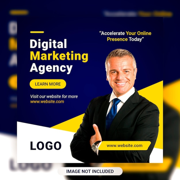 Digital marketing agency square social media instagram post or web banner template