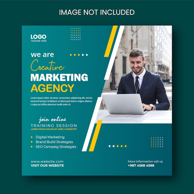 Digital marketing agency webinar and corporate social media post PSD