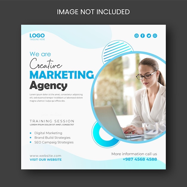 Digital marketing agency webinar and corporate social media post PSD