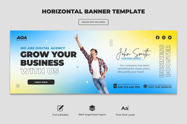 Digital marketing agency webinar creative business conference horizontal web banner design template