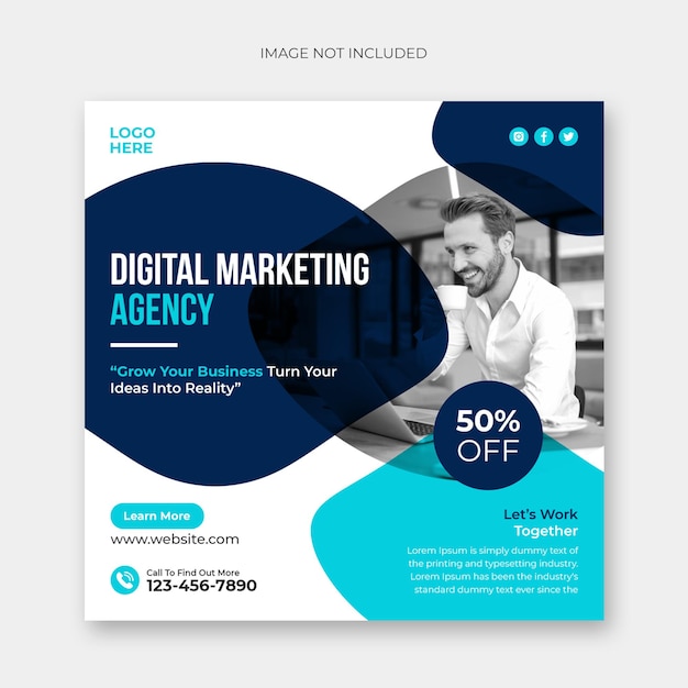 Digital marketing business agency social media post or web banner template