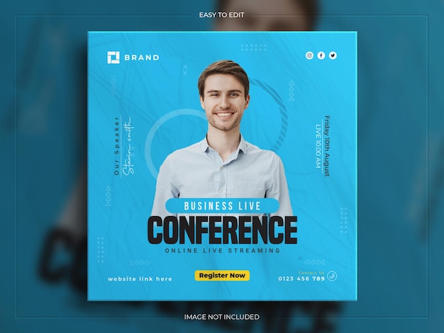 Digital marketing business live webinar conference social media post banner