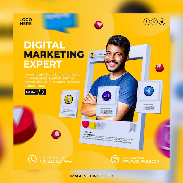 digital marketing business strategies and corporate social media post template