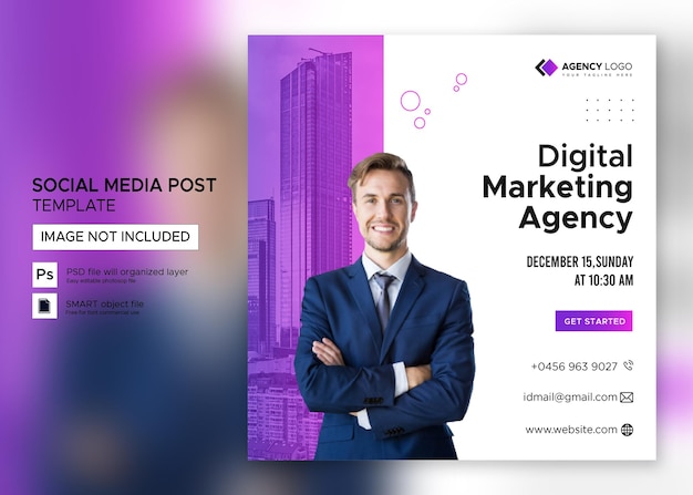 Digital marketing business Webinar social media post Premium PSD