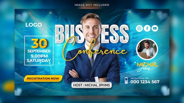 Digital marketing and Conference business youtube thumbnail for web banner template