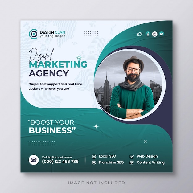 Digital marketing corporate social media post and web banner template