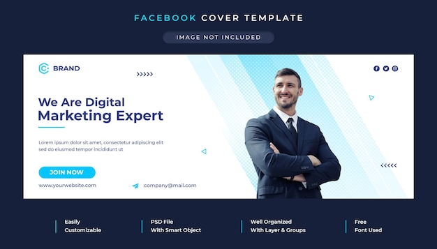 Digital marketing and creative business agency facebook cover and web banner template