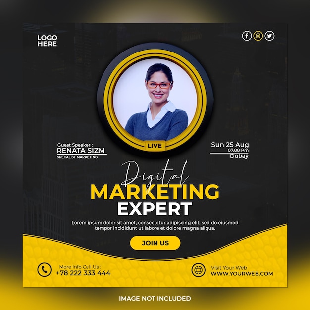 Digital marketing expert and corporate social media post template