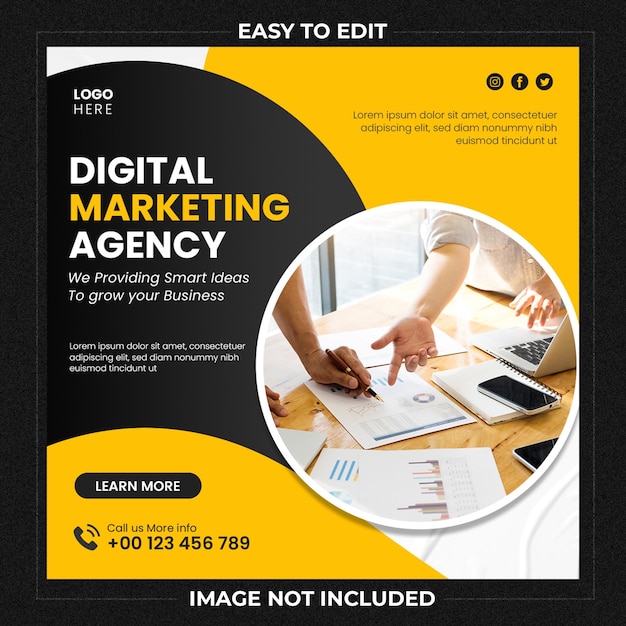 Digital Marketing Expert and Corporate Social Media Post Template