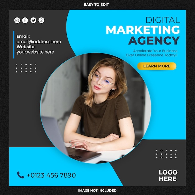 Digital Marketing Expert and Corporate Social Media Post Template