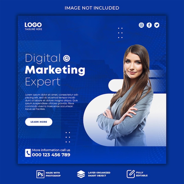 digital marketing expert creative post design template for Instagram PSD