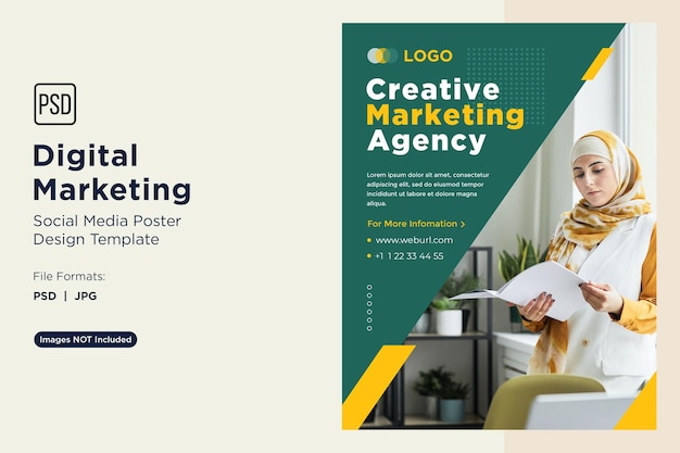 PSD digital marketing experts business poster design template