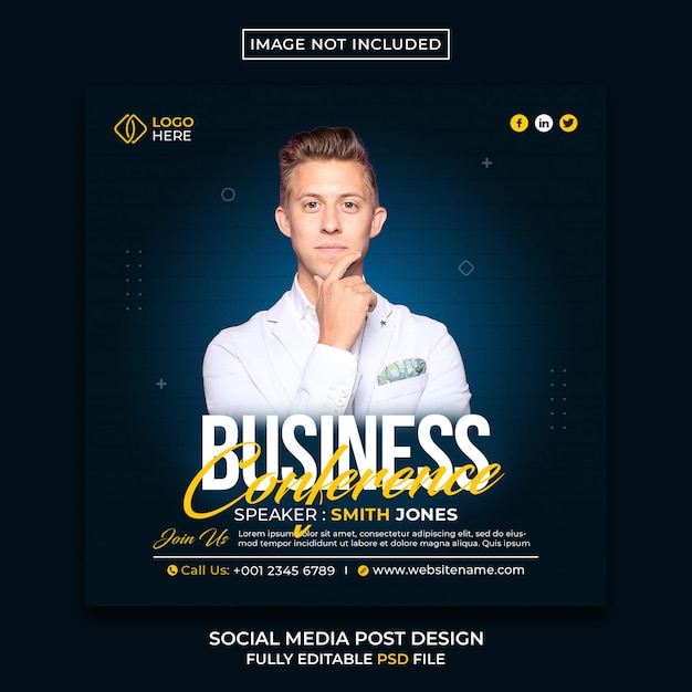 Digital marketing live business conference and corporate social media post template