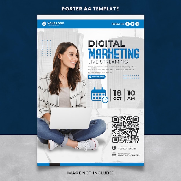 Digital Marketing Live Streaming Poster or Banner template Ready to Print