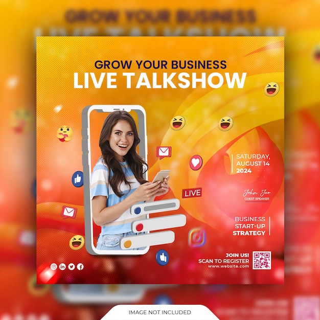 Digital Marketing live talkshow webinar social media template