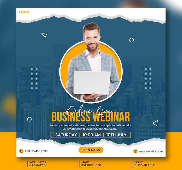 Digital marketing live webinar banner design and corporate business social media post template