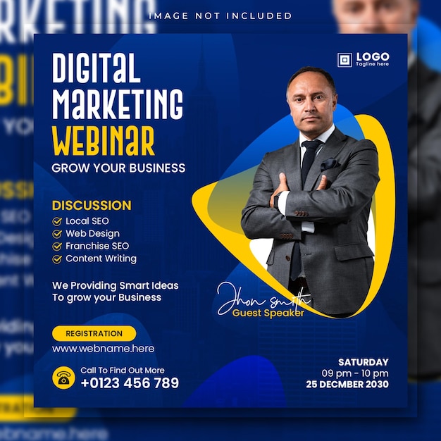 Digital marketing live webinar and corporate business social media post template