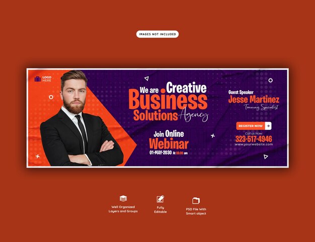 Digital marketing live webinar and corporate Facebook cover template