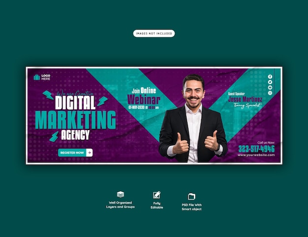 PSD digital marketing live webinar and corporate facebook cover template