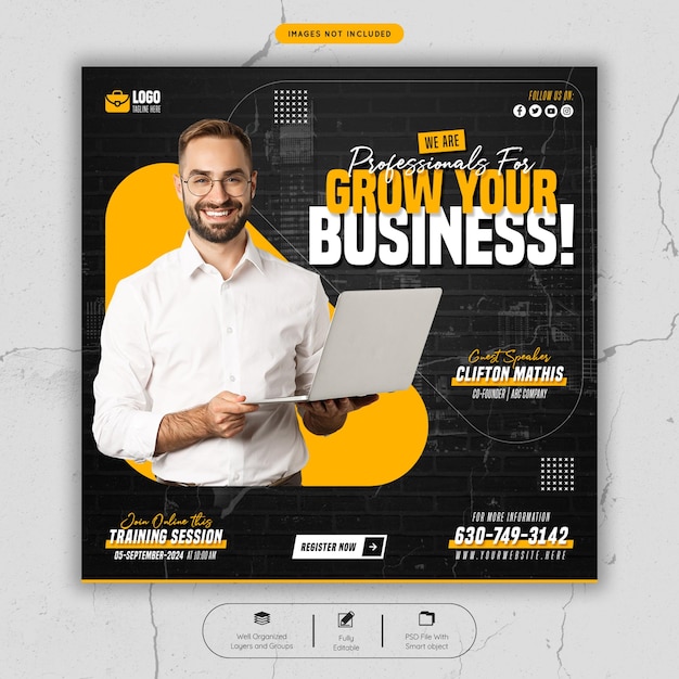 Digital marketing live webinar and corporate social media banner post template