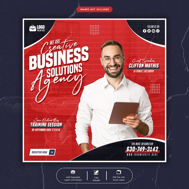 Digital marketing live webinar and corporate social media banner post template