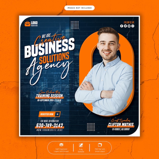 Digital marketing live webinar and corporate social media banner post template