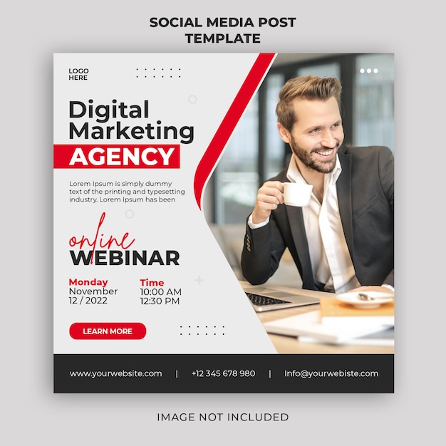 Digital marketing live webinar and corporate social media post banner template