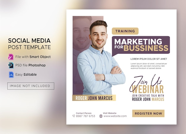 Digital marketing live webinar and corporate social media post or square flyer template Premium Psd