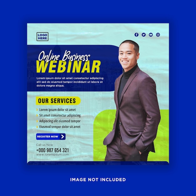 Digital marketing live webinar and corporate social media post or template banner