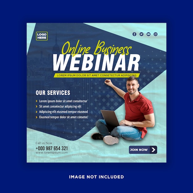 Digital marketing live webinar and corporate social media post or template banner