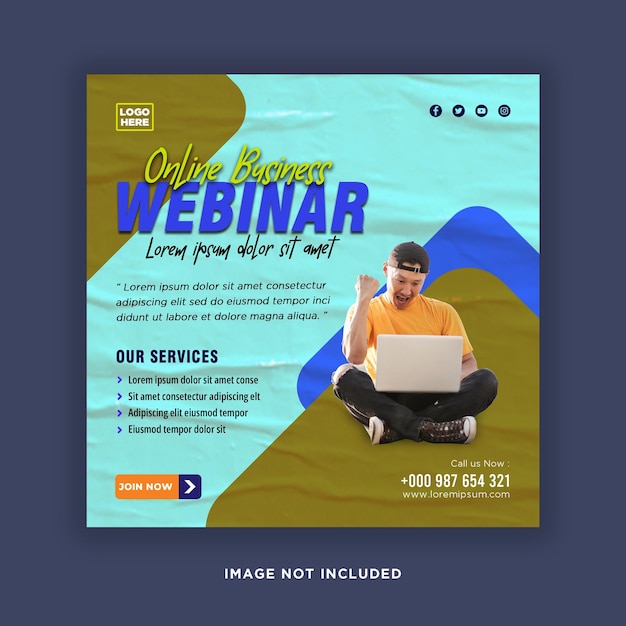 Digital marketing live webinar and corporate social media post or template banner