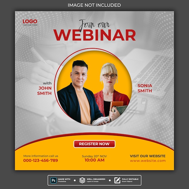 Digital marketing live webinar and corporate social media post template Psd