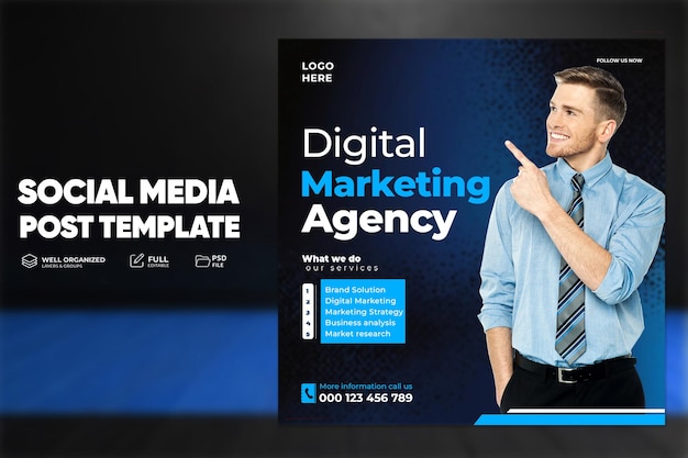 Digital marketing live webinar and corporate social media post template