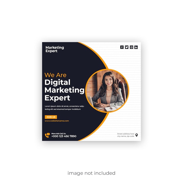 Digital marketing live webinar and corporate social media post template