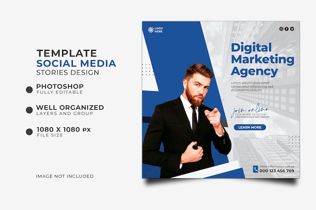 digital marketing live webinar and corporate social media post template