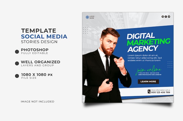 Digital marketing live webinar and corporate social media post template