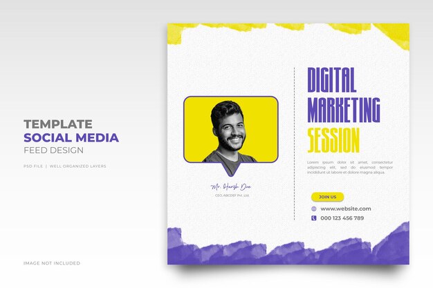 Digital marketing live webinar and corporate social media post template