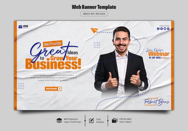 Digital marketing live webinar and corporate web banner template Premium Psd